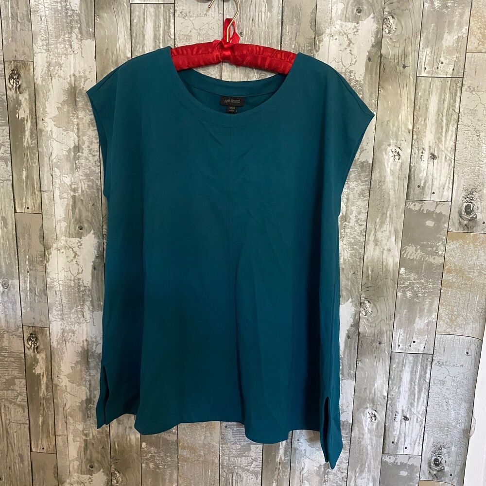 J. jill wearever sleeveless teal blouse L Petite